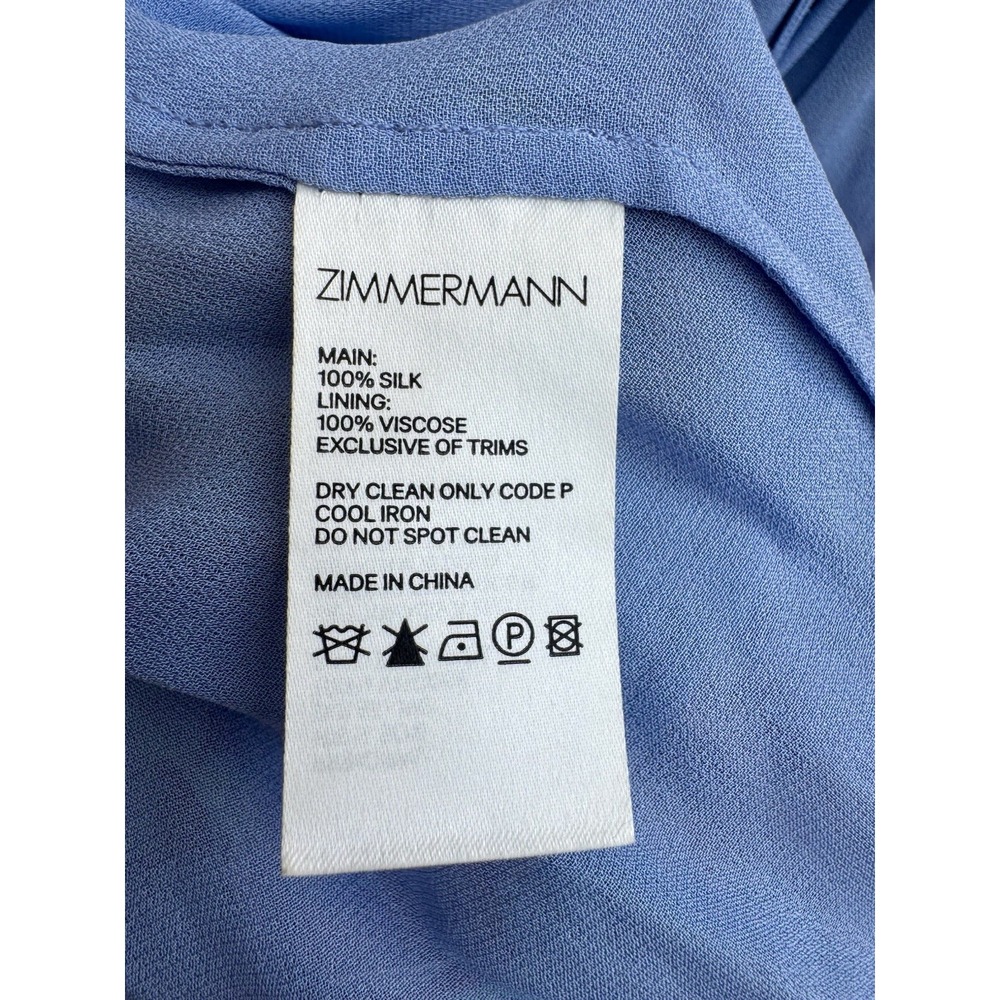 Zimmermann Winsome Sky Sunbleach Floral 100% Silk Ruffle Mini Dress Size 2 M 6/8 - Picture 14 of 16